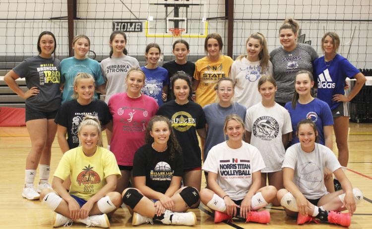 MHS Volleyball, back l-r: Mercedes Garner, Isabell Hoyt, Allie Boyer, Brooke Williams, Maggie Haesler, Fayth Brown, Keragan Welch, Mia Flores-Green, Medora DeNaeyer. Middle: Lauren Schoonveld, Jadyn Andersen, Izabella Brown, Malia Oltmer, Erika Massey, Ashlyn Simonson. Front: Taylor Svoboda, Jordyn McDowell, Alli Loughran, Shelby Welsh. Not pictured: Kierstin Pike.