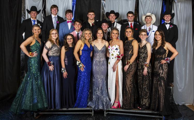 MHS seniors at Prom last Saturday, March 19, back l-r: Spencer DeNaeyer, Jaden Emerson, Cade Groseth, Trevor Kuncl, Adam Wiens, Brady Oltmer, Sean Simonson, Samuel Coble, Andrew Harvey, Kyle Durfee. Front: Faith Miller, Olivia Haesler, Isabella Cedillo-Ray, Taylor Svoboda, Shelby Welsh, Alli Loughran, Jordyn McDowell, Hailey Phipps, Callie Coble. Megan Andersen Photography