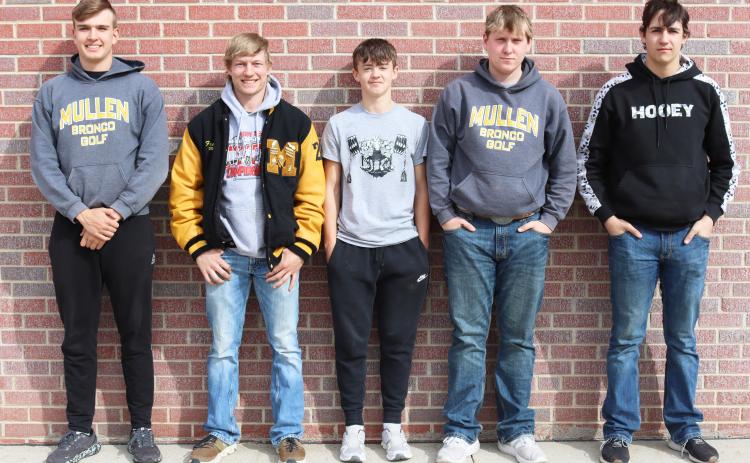 MHS boys golf team, l-r: Jacob Walker, Justin French, Ben Werner, Corben Kissire, Jarren Forsen.