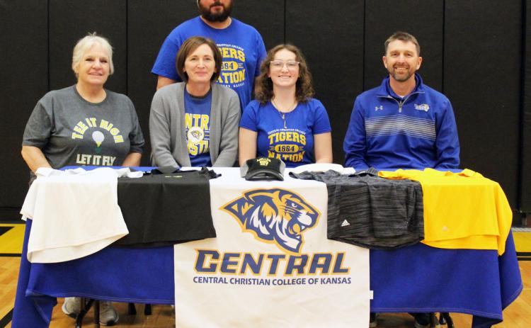 MHS senior Corynn Corbin signed her letter of intent to golf at Central Christian College of Kansas in McPherson, Kansas, last Thursday, Jan. 4. Corynn is pictured with her grandma Chris Sittler and parents Tony and Gini Corbin, along with her golf coach next year Kyle Moody. Gerri Peterson