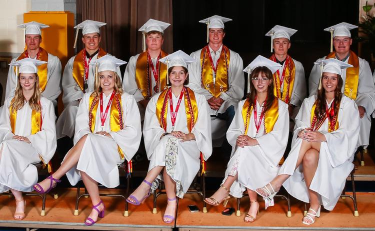 Megan Andersen MHS class of 2024, back l-r: Samantha Cheever, Chase Rundback, James Kessler, Ethan Hardin, Chase Gracey, Kyle Finney, Owen Thorberg, Corynn Corbin. Front: Erika Massey, Lauren Schoonveld, Ashlyn Simonson, Malia Oltmer, Jadyn Andersen.