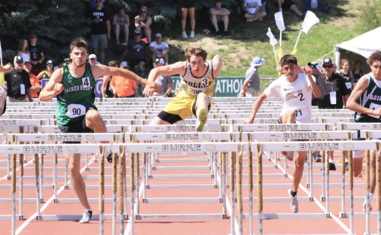 Chase Gracey running the 110 hurdle finals last Saturday in Omaha, where he placed 3rd. Carolee Brown