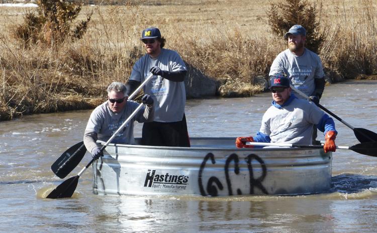 The winning form of the Whitfield family, Denny on the left, his two sons Tracy and Kyle, and friend, Colby Walton. This was their fastest time yet, 59 minutes flat. Terri Licking