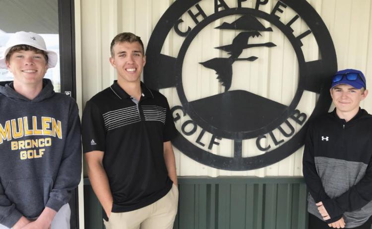 The boys golf team at Chappell last Tuesday, l-r: Ethan Hardin, Brendon Walker and Kyle Finney. Clint Svoboda