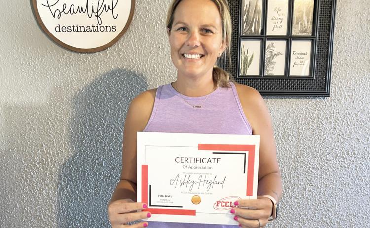 Mullen FCCLA members are excited to recognize Ashley Hegland as the Community Supporter of the Quarter. Ashley has provided help to the organization by serving as a STAR evaluator at the District and State level for multiple years. Not only has she evaluated competitive events, she also helps chaperone other activities that take place during the State Leadership Conference. We really appreciate your service to our organization. courtesy photo