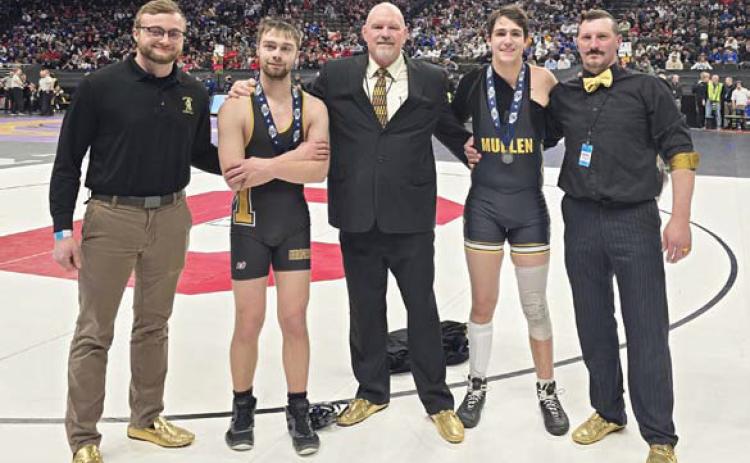 Coach Ty Kvanvig, Jacob Wingebach, Head Coach Russ Monette, Jarren Forsen, Coach Bo Pettit.