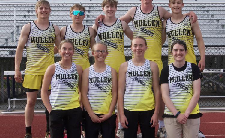 State Track qualifiers, back l-r: Justin French, Kyle Finney, Brandon Hardin, Chase Gracey, Alex Werner. Front: Peyton Paxton, Riley Hegland, Harper Andersen, Orabella Heaton.