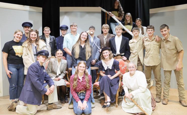Pictured far back on steps, l-r: Ava Kvanvig, Georgia Wingebach, Ella Rice. Standing, l-r: Maci Walz, Jacob Walker, Hope Miller, Cayden Hampton, Cian Connealy, Tate Kvanvig, Jaylon Forsen, Daniel Wright, Brandon Hardin, Ben Werner, Jack Coble, Hunter Brown. Front: Cody Walker, Adalena Hampton, Director Kyler Horn, Lola Wingebach (kneeling), Sydnee Cheever, Kassidy Cheever. Gerri Peterson