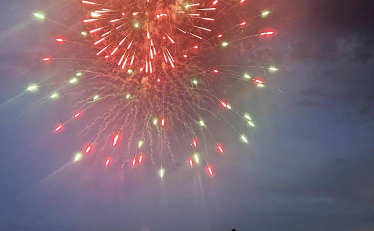Sisters Abigail and Luciana Gonzalez take in the Mullen fireworks on the 4th of July. The display was funded by Hooker County Lodging Tax. Any donations received for the fireworks go into the Mullen Fun Days bank account. Gerri Peterson