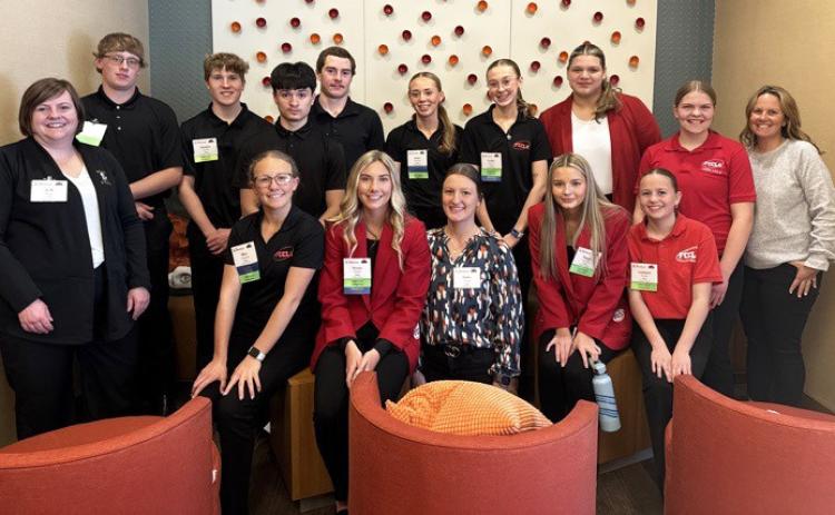 Mullen FCCLA at State, back l-r: Daniel Wright, Brandon Hardin, Nicholas Gonzalez, Jason Kraus, Harper Andersen, Sydnee Cheever, Mia Flores-Green, Maci Walz, sponsor Ashley Hegland. Front: Advisor Kelli Walz, Riley Hegland, Peyton Paxton, sponsor Harlee Fischer, Maggie Haesler, Audrabell Werth. courtesy photo