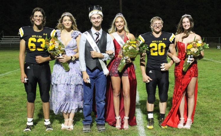 MHS Homecoming royalty was crowned last Friday, Sept. 20 following the Broncos’ football game. L-r: 2nd Attendants Jarren Forsen and Medora DeNaeyer, King and Queen Jacob Wingebach and Peyton Paxton, 1st Attendants Justin French and Allie Boyer.