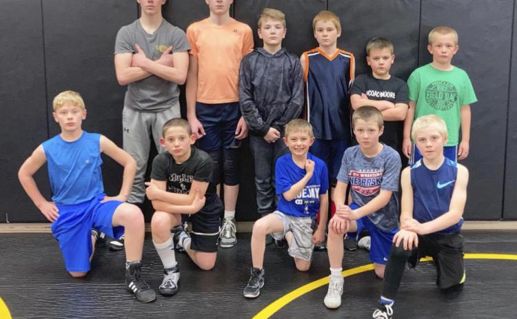 Mullen’s youth wrestling State qualifiers, pictured back l-r: Cooper Walker, Jason Kraus, Colby Kessler, Justin Kraus, Carson Hegland, Caleb Deibler. Front: Cody Walker, Colin Connealy, Grady Phipps, Cylas Dent, Jedd Kraus. Steven Dent