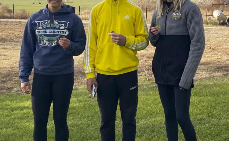 State Cross Country qualifiers, l-r: Callie Coble, Trevor Kuncl, Peyton Paxton. Janie Kuncl