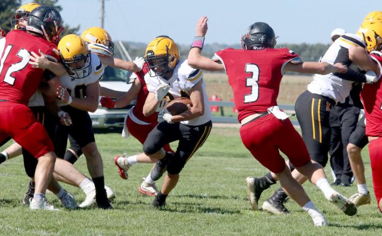 Nick Gonzalez carries the ball last Friday at Merna. Carolee Brown Photography