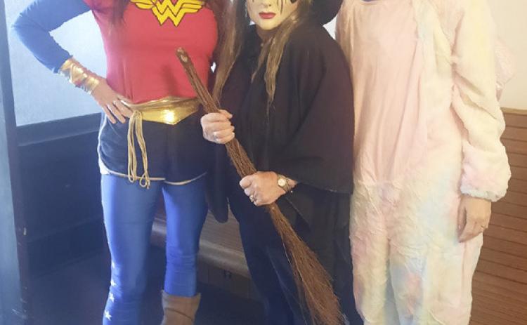 Mullen teachers weren’t the only ones at work in costumes last week on Halloween! Pictured top, l-r: Hooker County Courthouse - Crystal Wiens, Patty Wolfenden, Jessica Hampton.