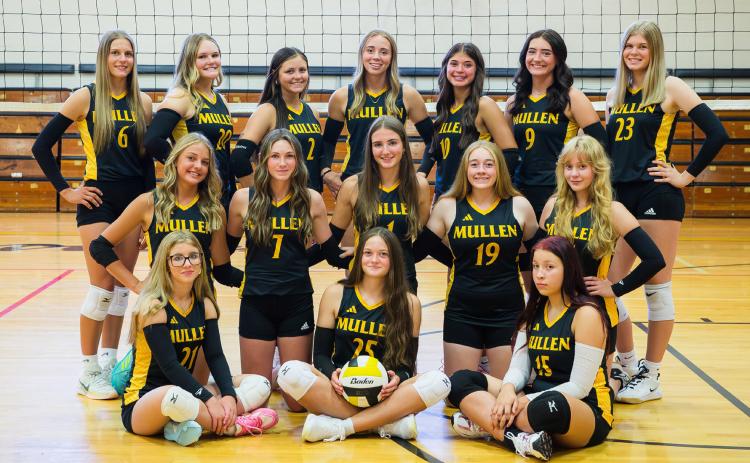 MHS volleyball team, back l-r: Brynne McCully, Emerson Thorberg, Kalli Licking, Harper Andersen, Ella Rice, Jenna Donohoe, Chloe Newman. Middle: Kaisley Phipps, Breckyn Burney, Abby Gracey, Kassidy Cheever, Jillian Taylor. Front: Jailyn Miller, Ava Kvanvig, Annabelle Casillas. Megan Andersen Photography