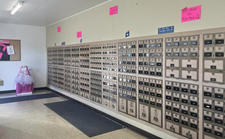 Mullen Post office promoting Breast Cancer Research Stamp