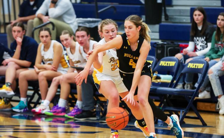 Peyton Paxton makes a move around a Paxton defender. Megan Andersen