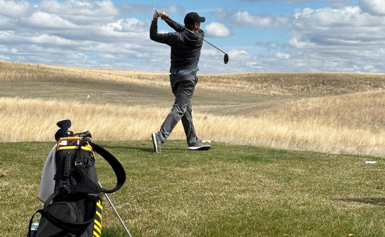 Jacob Walker tees off in Thedford last Thursday. Clint Svoboda