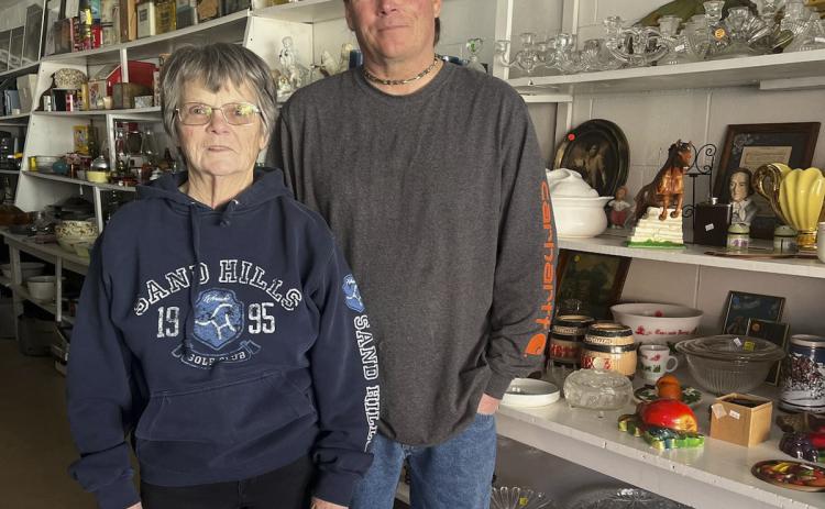 Jody Reynolds and his mom Donna Reynolds stand in their new storefront, Reynolds Mercantile, located in the old Lucy’s Variety &amp; Gifts building. Gerri Peterson
