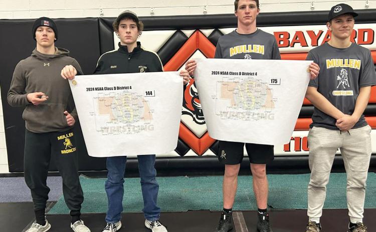 State Wrestling qualfiers, l-r: Cooper Walker, Jason Kraus, Chase Gracey, James Kessler. Nikki Gracey