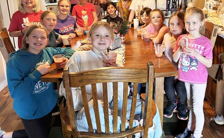 The Mullen Girl Scouts are working on snack and meal badges and got to make their own fruit smoothies last Monday, Jan. 5. Pictured clockwise around the table from front center: Sadie Hoyt, Ella Walz, Danielle Peterson, Daryl Deibler, Ava Walz, Aislynn Connealy, Tatum Deibler, Finley Mundorf, Natalee Walker, Marki Finney, Nora Pohot, Anna Hessin, Kinley Crisp, Aurora Polt. Roxann Brown
