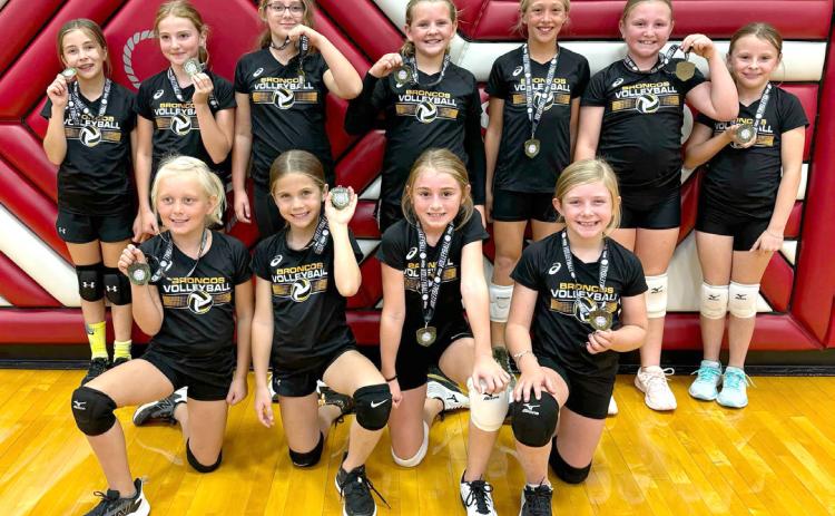 The Mullen 3rd-4th grade volleyball team won the Sutherland tournament on Saturday, Oct. 5, going 5-0 on the day. Pictured back, l-r: Lillian Ericksen, Elle Gracey, Taylor Cash, Ella Walz, Emri Dent, Tatum Deibler, Sadie Hoyt. Front: Daryl Deibler, Abbigail Mundorf, Avery Vinton, Marki Finney.