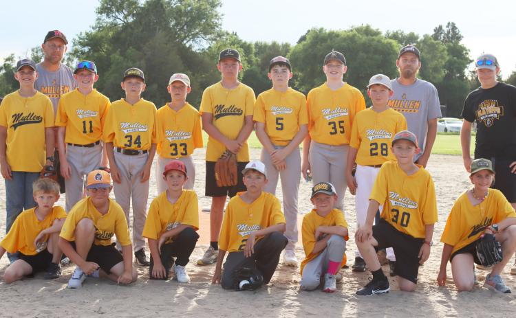 Mullen baseball team, pictured back l-r: Ransom O’Brien, Coach Josh Barnes, Duke Miller, Kyler Marsh, Elijah Barnes, Caleb Deibler, Zach Hicks, Jackson Newman, Cooper Phillips, Coach Jason Johnson, Coach Collin Donohoe. Front: Merick Lattin, Kayden Evans, Holt Morrison, Jaxyn Evans, Jaxson Barnes, Marcus Lattin, Rainne O’Brien. Gerri Peterson