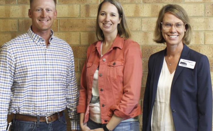Dane Peterson and Liza Simonson are pictured with NASB President Stacie Higgins of Nebraska City (right). courtesy photo