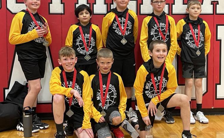 The 3rd/4th grade boys basketball team placed 2nd in the Sutherland tournament on Saturday, Jan. 13. They won against Perkins County 24-0, Med Valley 24-2, Lexington 18-4, Hershey 20-18 in sudden death in a second overtime and then lost to North Platte 14-26. They are pictured back, l-r: Jackson Newman, Lorenzo Gonzalez, Caleb Deibler, Cylas Dent, Kyler Marsh. Front: Duke Miller, Ryden Ourada, Tuff Pettit. Tami Miller