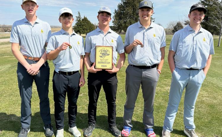 L-r: Jackson Vinton, Ben Werner, Cooper Walker, Jacob Walker, Hayden Morrison at the South Loup Invite last Friday. Clint Svoboda
