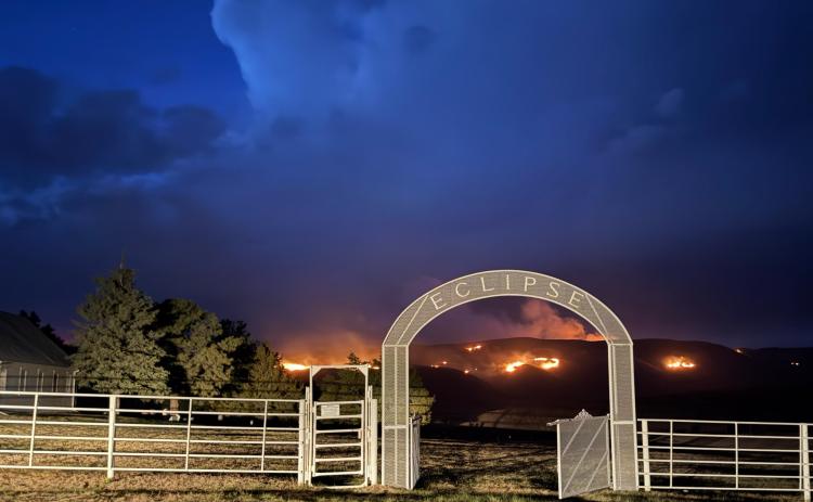 Jill Buchfinck took this photo last Friday night where she was among at least 10 other fire rigs sitting at the Eclipse Church in case the wind picked up and moved the fire closer. Jill Buchfinck