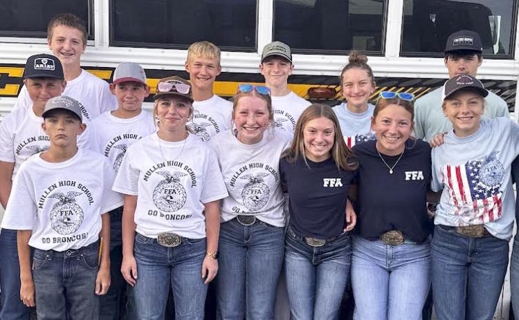 FFA members who competed in the area range judging are pictured back, l-r: Kaisley Phipps, Bronx Burney, Hayden Deibler, Colin Connealy, Teal Peterson, Oakes Miller, Parker Vinton, Cian Connealy. Front: Jaxyn Evans, Jailyn Miller, Kendall Vinton, Olivia Cox, Hope Miller, Kendall Phipps, Kassidy Cheever. Kelsey Phillips