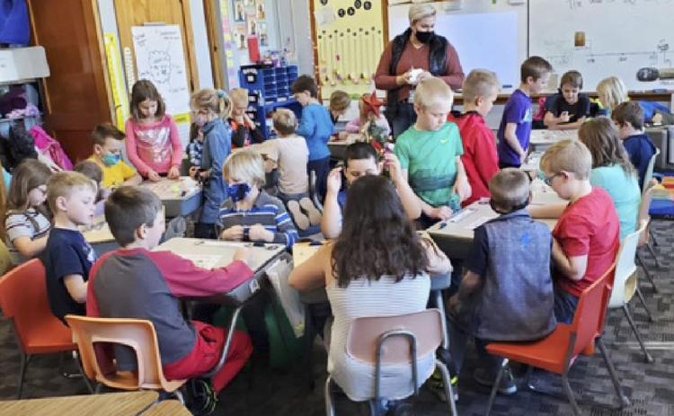 Santa Bingo with first, second graders