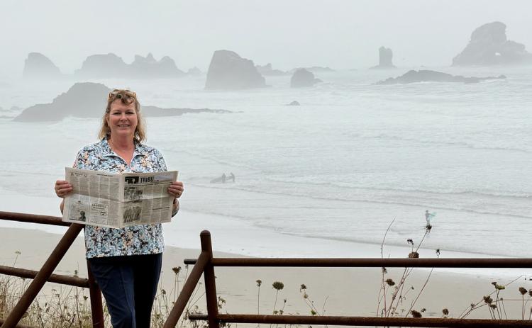Tom, Heidi and Jake Piccini vacationed on the Oregon coast in September. Heidi is pictured near Indian Beach in Ecola State Park.