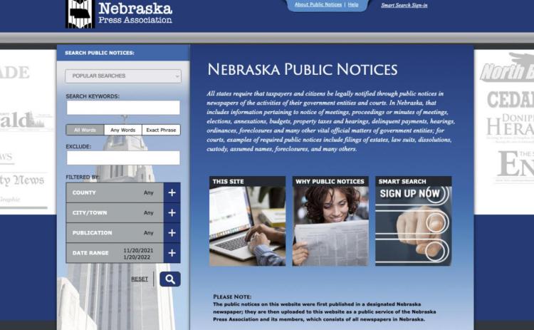 Nebraska newspapers launch public notice website