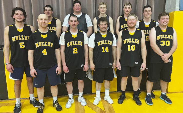 Part of Rusty Moore’s 2017 State Boys Basketball championship team won the Rusty and Doug Memorial Basketball Tournament held this past weekend in Mullen at the Lariat. Pictured back, l-r: Pete Ackerman, Samuel Vinton, Tell Spies, Clayton Moore, Lance Moore, Luke Christen. Front: Daniel Young, Brode McIntosh, Matthew Stichka, Lane Edis, Koby Walker. Barb McIntosh