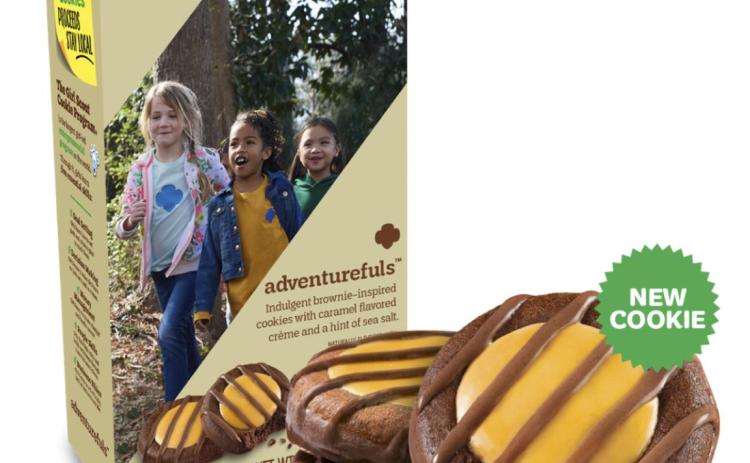 New to the Girl Scout Cookie lineup this year is Adventurefuls - brownie-inspired cookies with caramel-flavored créme. courtesy photo