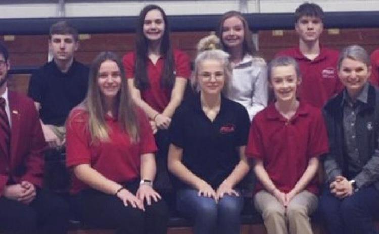 FCCLA District STAR competitors, back l-r: Kyle Finney, Ashlyn Simonson, Kierstin Pike, Ethan Hardin, Medora DeNaeyer. Front: Samuel Coble, Jadyn Andersen, Tierston Moore, Sydnee Cheever, Faith Miller. Diana Brost