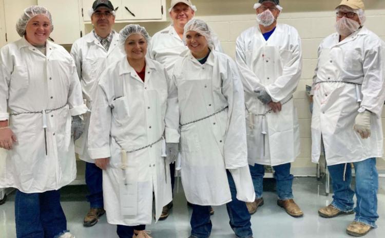 Agricultural educators in a meats science session at the Nebraska College of Technical Agriculture Boot Camp were, from left: Montana Markus, Sidney; Chad Schimmels, instructor, Eustis-Farnam; Melissa Bonifas, Blue Hill; Ed Schuman, Almena, Kansas; Kelsey Philips, Mullen; Shawn McKimmey, Gordon-Rushville; and Dr. Doug Smith, Curtis. Rulon Taylor / NCTA
