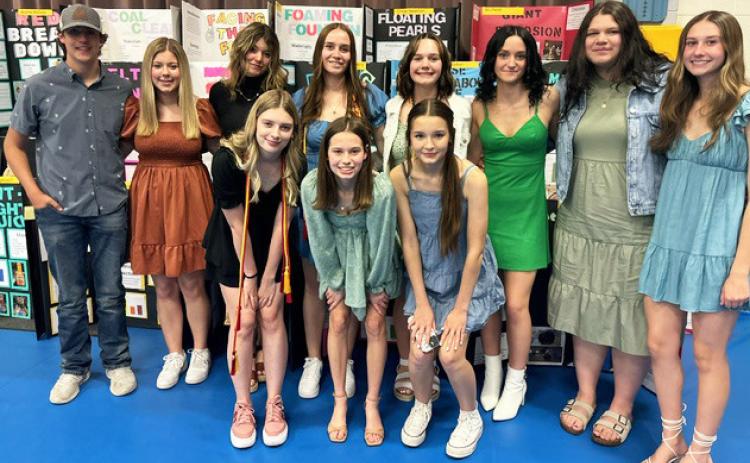 The Spanish Honor Society “Los Broncos” were recognized last week at Honors Night, with the seniors receiving their cords for graduation. Pictured back, l-r: Jarren Forsen, Keragan Welch, Medora DeNaeyer, Jadyn Andersen, Ashlyn Simonson, Fayth Brown, Mia Flores-Green, Allie Boyer. Front: Erika Massey, Brooke Williams, Maggie Haesler. Dominique Werner