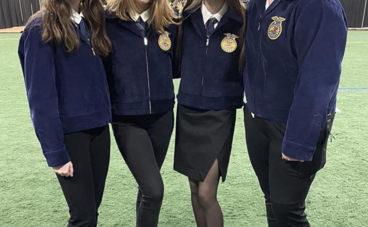 Junior floriculture team, l-r: Allie Boyer, Medora DeNaeyer, Maggie Haesler, Mia Flores-Green.