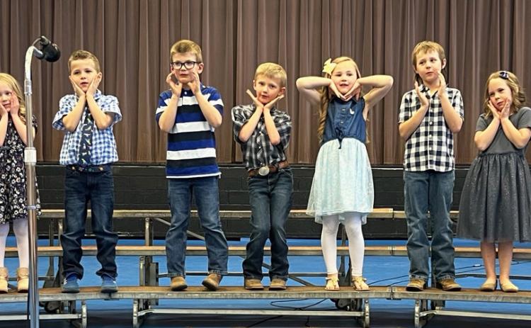 Kindergarten, l-r: Meyer Vinton, Anna Ridenour, Aurora Polt, Tate Phillips, Cooper Ourada, Merick Lattin, Brogan Jewell, Kayden Evans, Kinley Crisp, Charlotte Connealy, Jaxson Barnes.