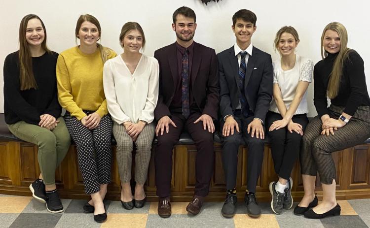 The MHS speech team placed 4th at District competition last week, with four state qualifiers. Pictured l-r: Ashlyn Simonson - state qualifier, Hanna Marshall - state qualifier, Josey French, Samuel Coble - state qualifier, Hayden Jennings, Isabel Williams - state qualifier, Faith Miller. Megan Andersen