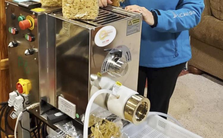 Deborah Cox with her commercial pasta machine that was delivered from Italy. courtesy photo