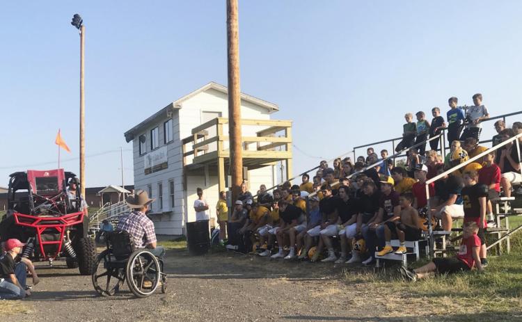 J.R. Vezain speaks to some of Mullen’s student athletes