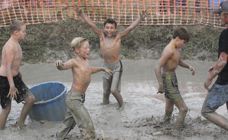 L-r: Hayden Morrison, Cody Walker, Gunner Brown, Bo Pettit and Lance Moore - Pig Wrestling. Gerri Peterson