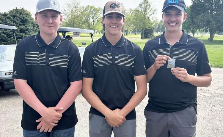 L-r: Corben Kissire, Jarren Forsen and State Golf qualifier Jacob Walker at Districts. Mary Jo Walker