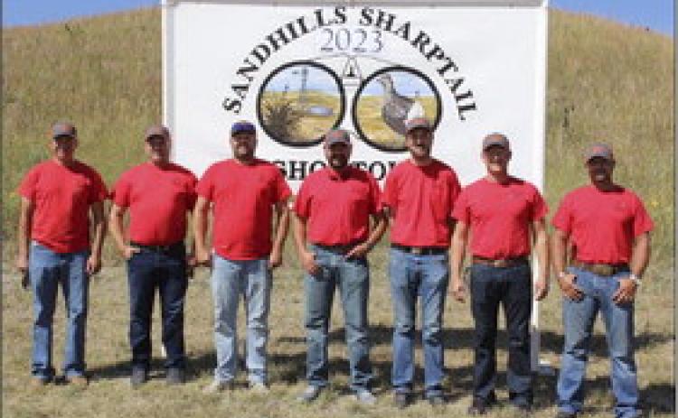 Sandhills Sharptail Shootout hunt committe, l-r: Zack Cox, Brandon Boyer - Secretary, Wade Marsh - President, JW Schmid, William Casey, Dane Peterson - Treasurer, Ethan Kearns. Not pictured: Kyon Neal. Gerri Peterson