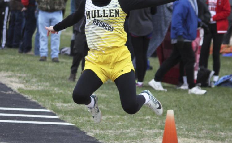 Lindey Coble competing in the long jump last Friday.